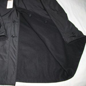 Versace Italy Men Reversible Coat Black Wool To Polyester Overcoat Size EU 54